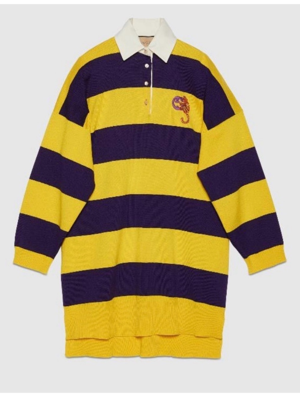 Gucci Yellow and Purple Striped Rugby-Style Sweater Dress Medium